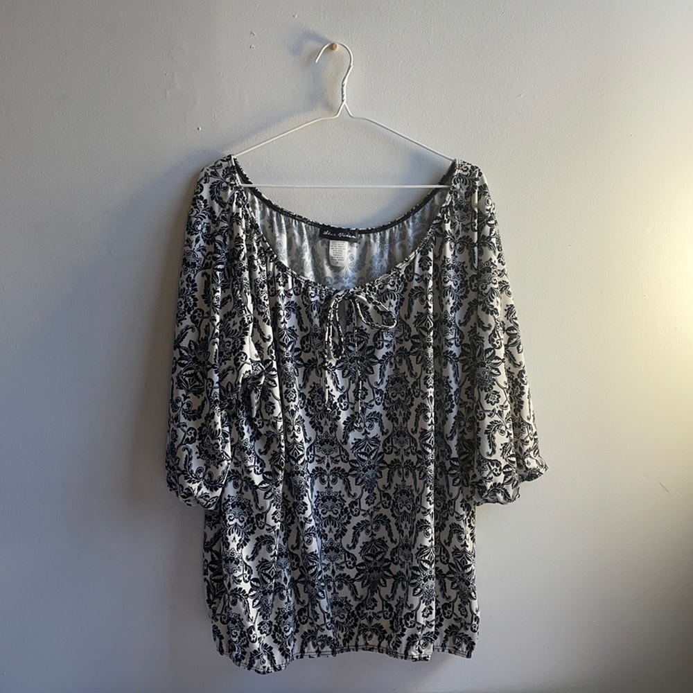 Star Vixen 3/4 Sleeve Front Tie Peasant Top 3X